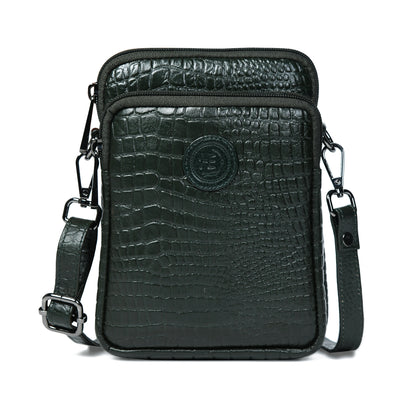 Croc Emposed Sling Bag - Forest Green