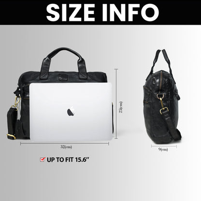 Classic Leather Laptop Bag - Black