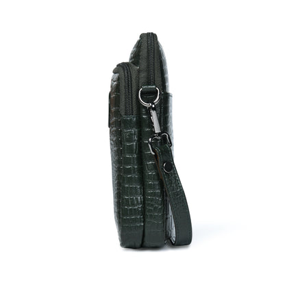 Croc Emposed Sling Bag - Forest Green