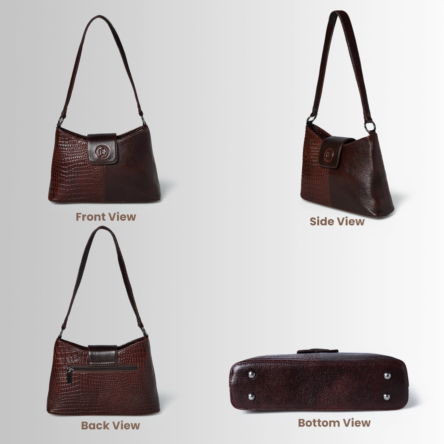 Women's Croc Accent Leather Shoulder Bag
