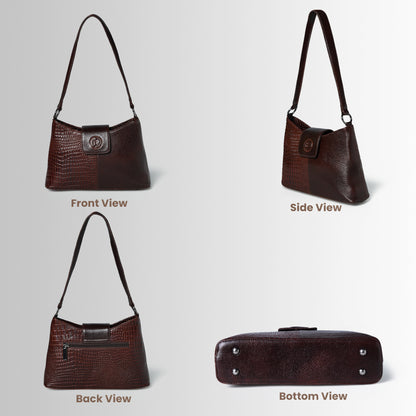Women's Croc Accent Leather Shoulder Bag