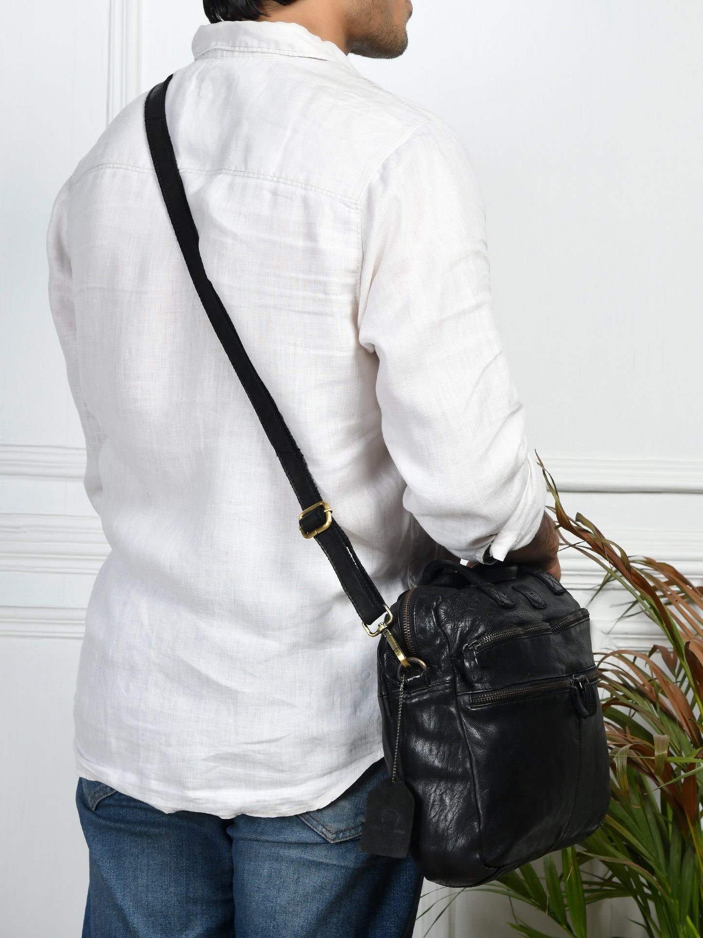 Classic Leather Laptop Bag - Black