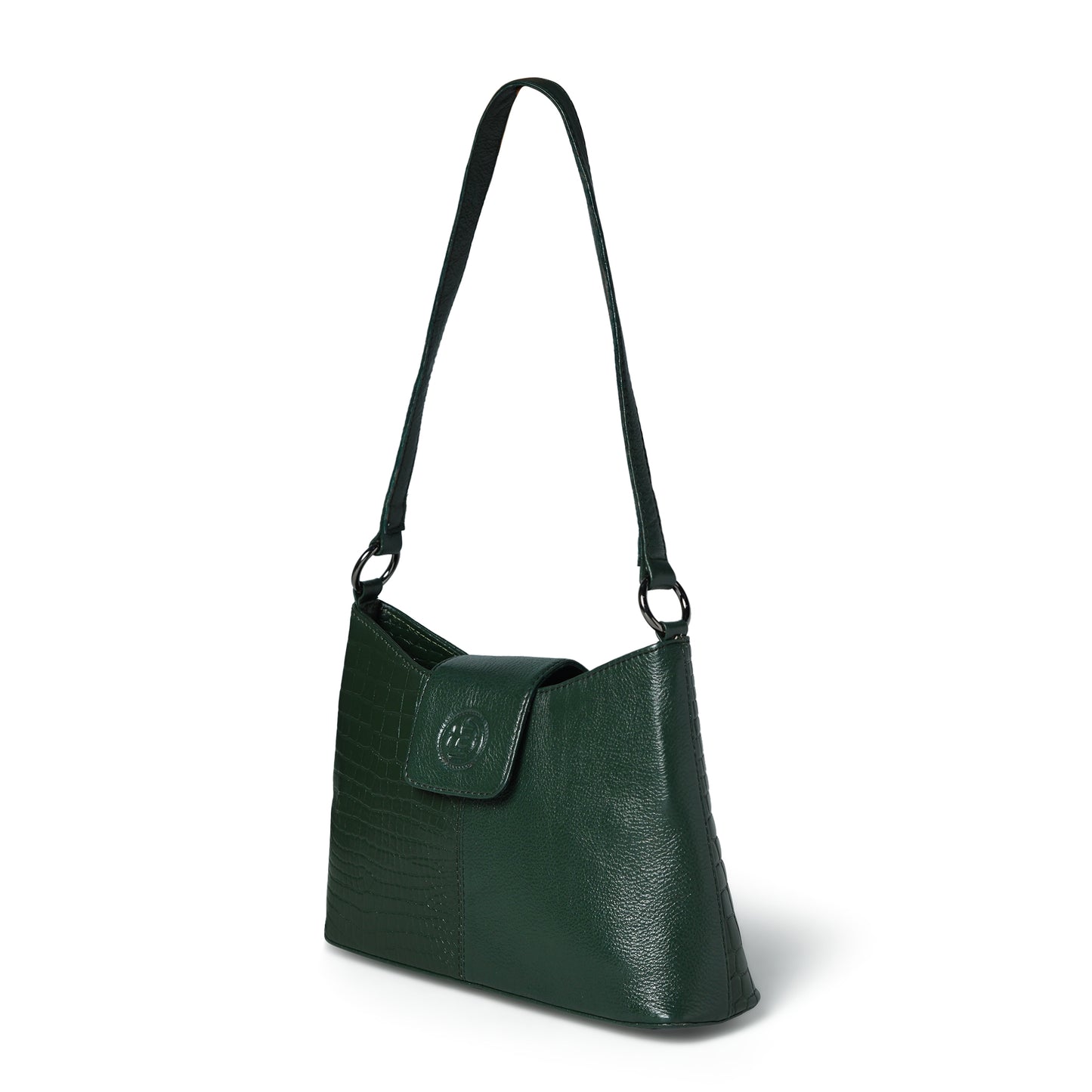 Women's Croc Accent Leather Shoulder Bag