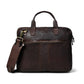 Dark Brown Leather Laptop Bag - front view, handcrafted buffalo leather | Hema Emporium