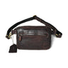 Dark Brown Leather Crossbody Bag - front view, handcrafted buffalo leather | Hema Emporium