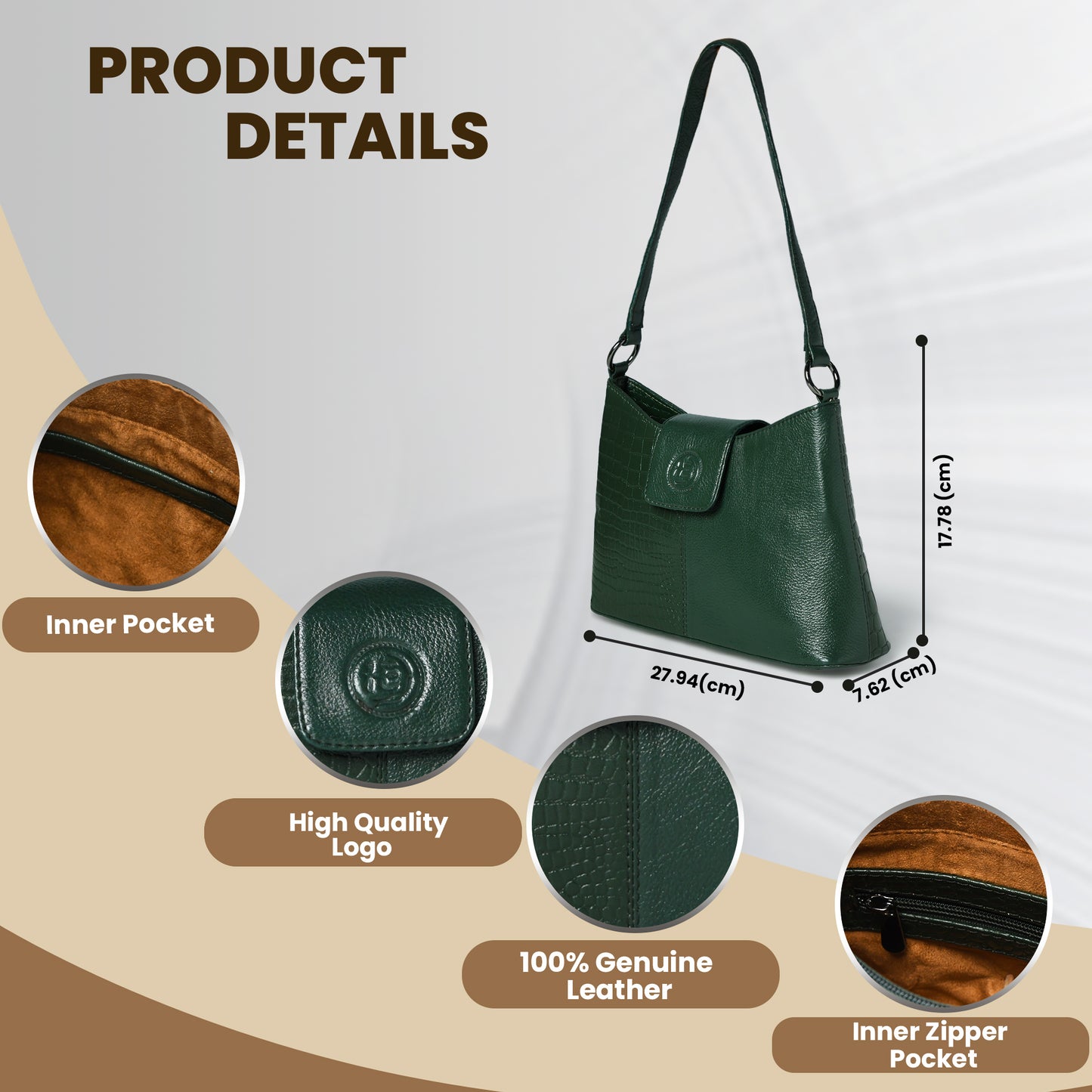 Women's Croc Accent Leather Shoulder Bag