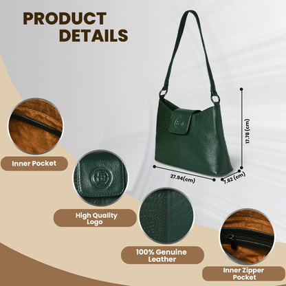 Women's Croc Accent Leather Shoulder Bag