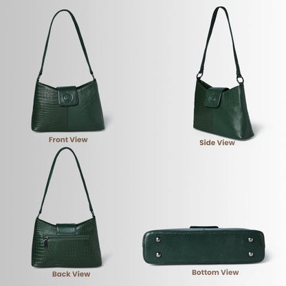 Women's Croc Accent Leather Shoulder Bag