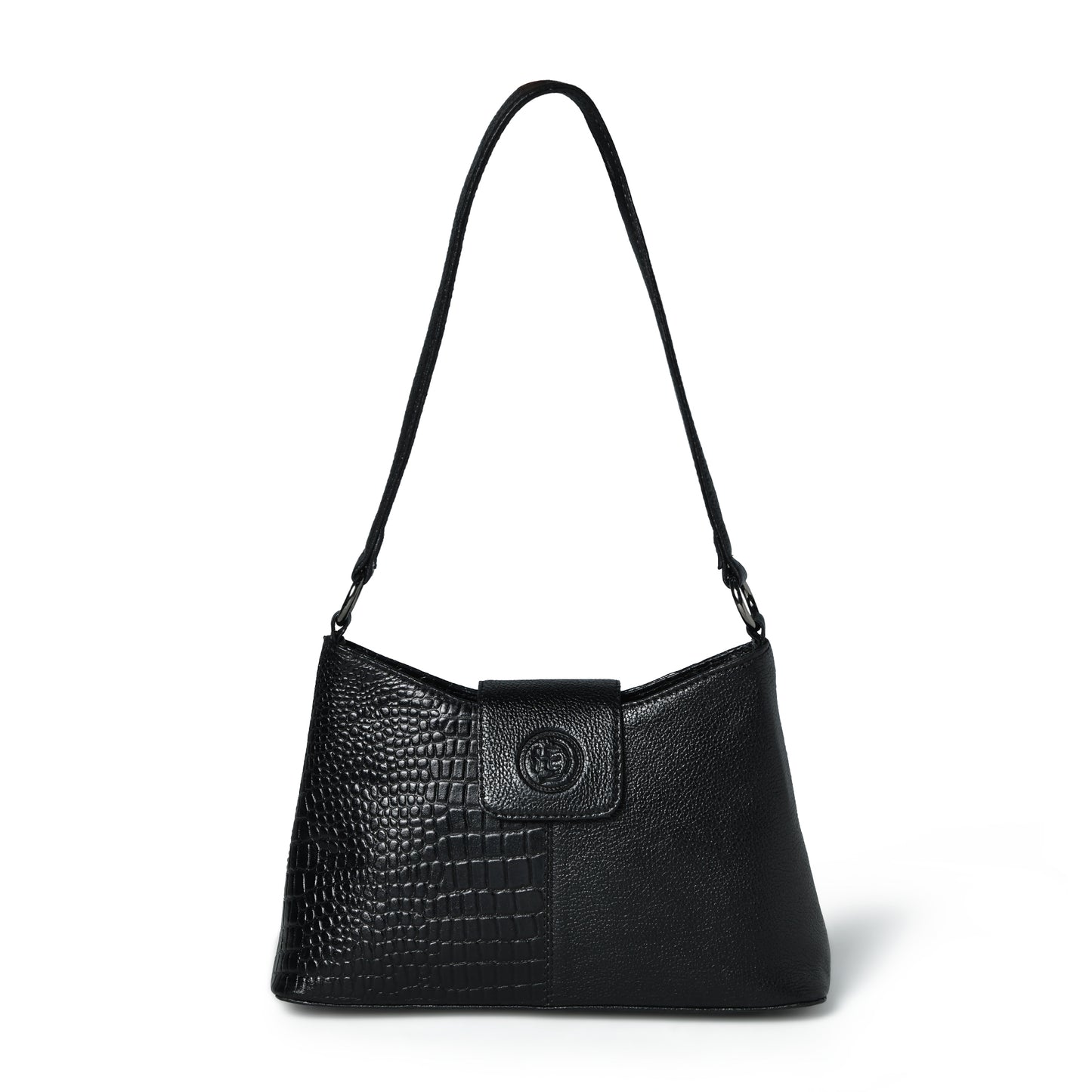 Women's Croc Accent Leather Shoulder Bag