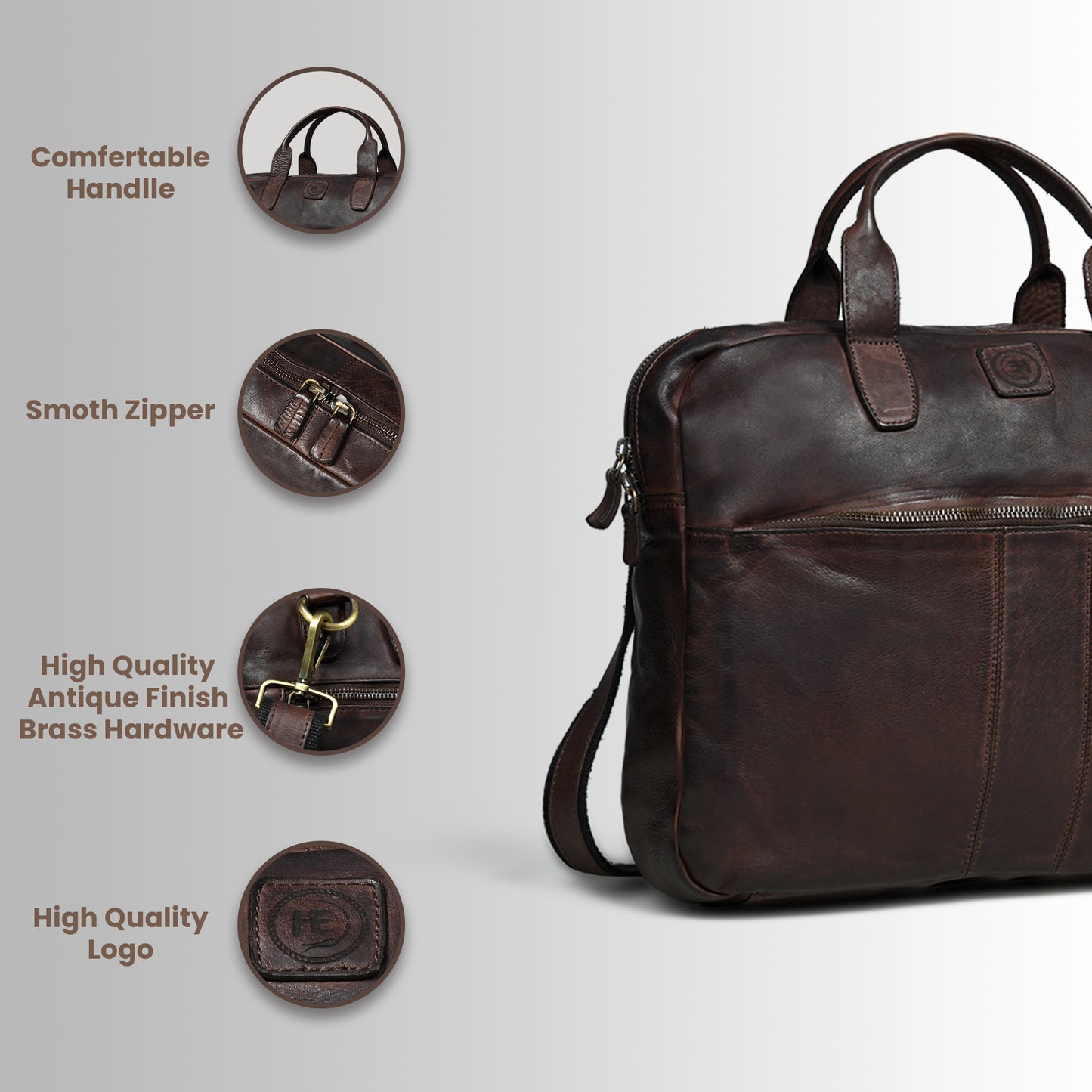 SaddleStone Executive Laptop Bag - Dark Brown