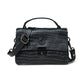 Black Leather Mini Satchel - front view, handcrafted buffalo leather | Hema Emporium