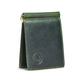 Olive Green Leather Card Wallet - front view with money clip, handcrafted buffalo leather | Hema Emporium