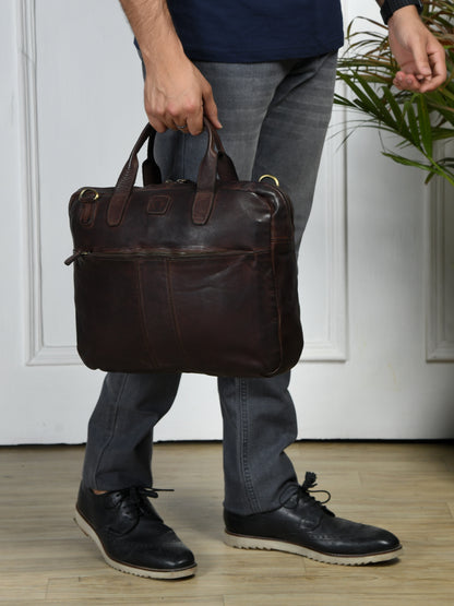 SaddleStone Executive Laptop Bag - Dark Brown