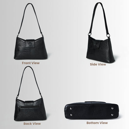 Women's Croc Accent Leather Shoulder Bag
