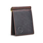 Dark Brown Leather Card Wallet - front view with money clip, handcrafted buffalo leather | Hema Emporium