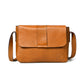 Brown Leather Bag - front view with flap closure and crossbody strap, handcrafted buffalo leather | Hema Emporium