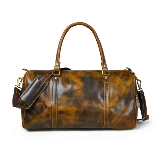 Vintage Leather Duffle Bag -  Brown