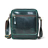 Forest Green Leather Bag - front view with zip pocket and adjustable strap, handcrafted buffalo leather | Hema Emporium