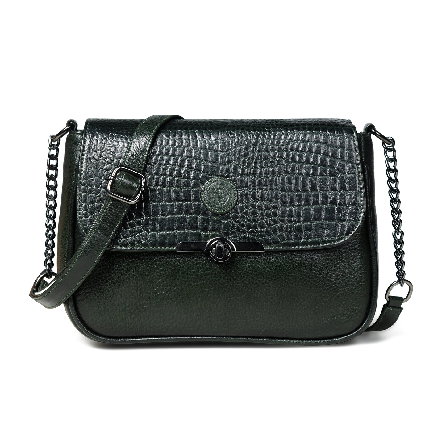 Croc Flap Sling Bag - Forest Green