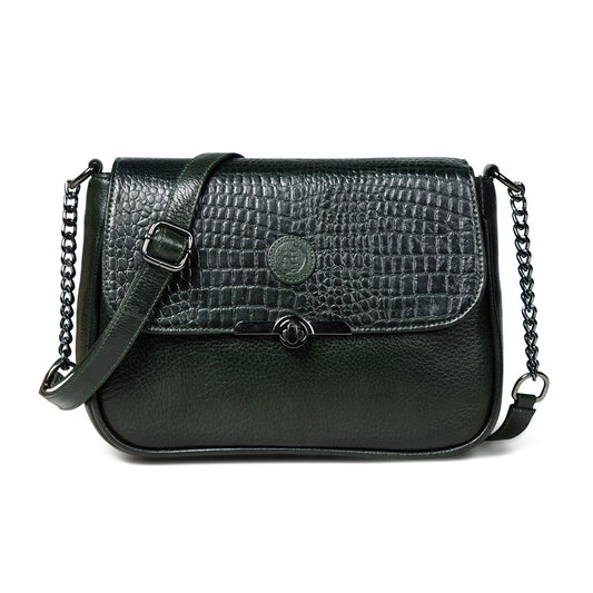 Croc Flap Sling Bag - Forest Green