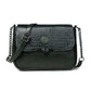 Forest Green Crocodile Textured Leather Sling Bag - front view, handcrafted buffalo leather | Hema Emporium