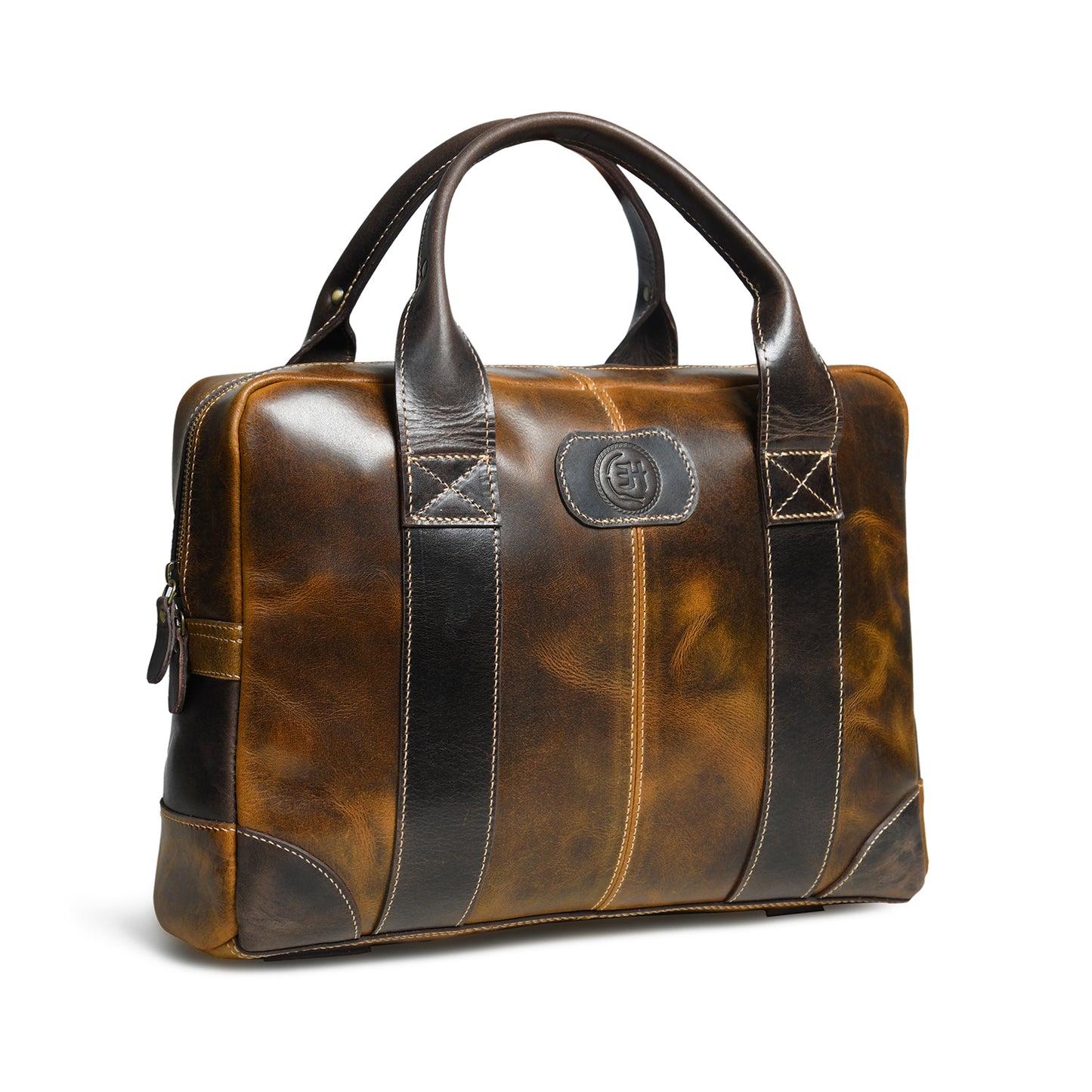 StratoCore Leather Laptop Messenger Bag - Tan Brown