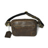 Tan Brown Leather Crossbody Bag - front view with strap, handcrafted buffalo leather | Hema Emporium