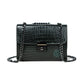 Forest Green Crocodile Textured Leather Crossbody Bag - front view, handcrafted buffalo leather | Hema Emporium