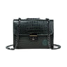 Forest Green Crocodile Textured Leather Crossbody Bag - front view, handcrafted buffalo leather | Hema Emporium