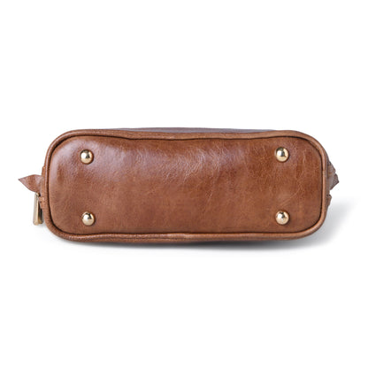Tan Brown leather bag - base with metal feet, handcrafted buffalo leather | Hema Emporium