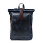 Blue Leather Backpack - front view, handcrafted buffalo leather | Hema Emporium