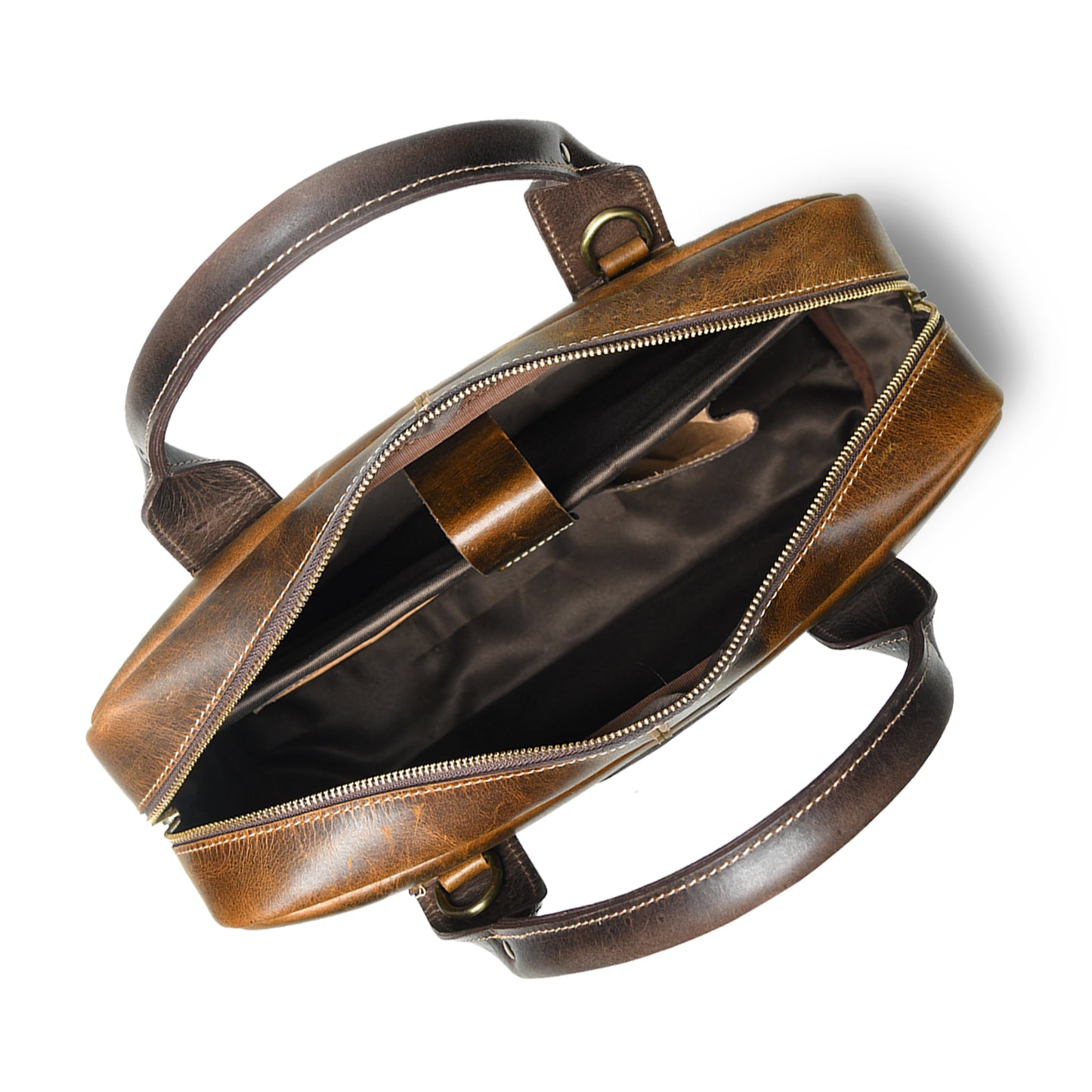 StratoCore Leather Laptop Messenger Bag - Tan Brown