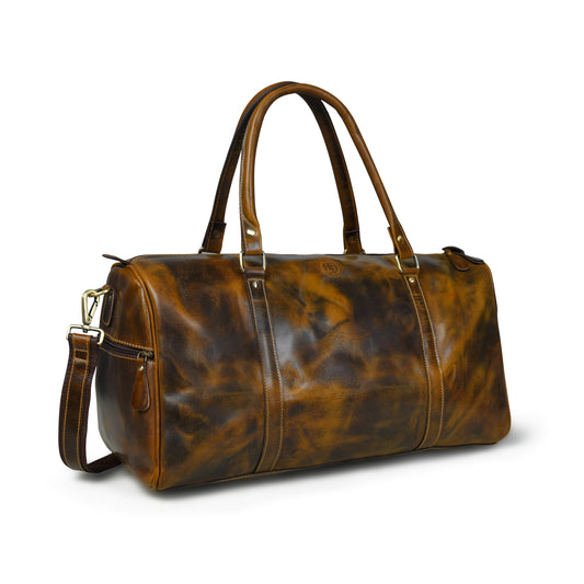 Vintage Leather Duffle Bag -  Brown