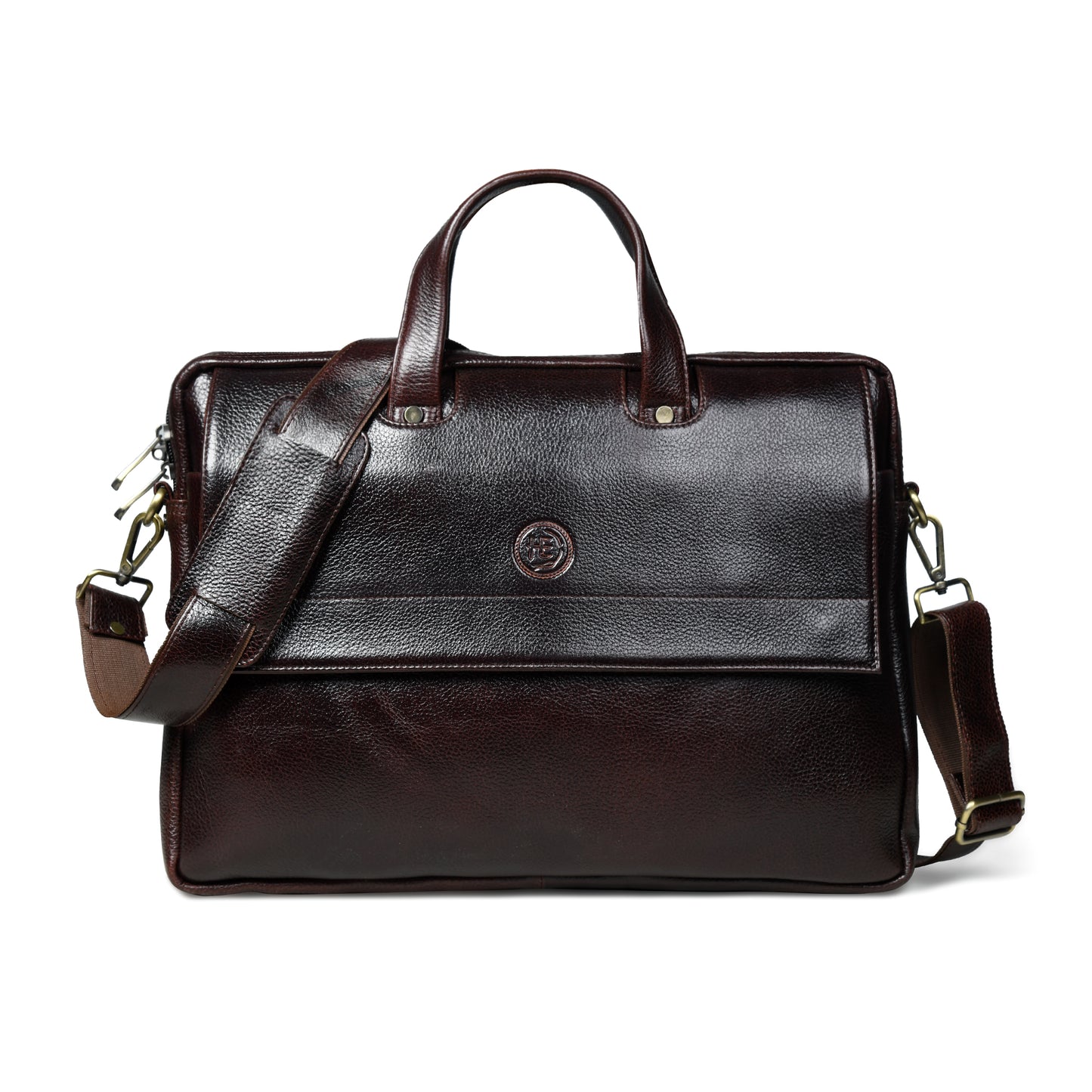 Flap Pocket Leather Office Bag - Dark Brown