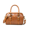 Brown Leather Barrel Satchel - front view, handcrafted buffalo leather | Hema Emporium