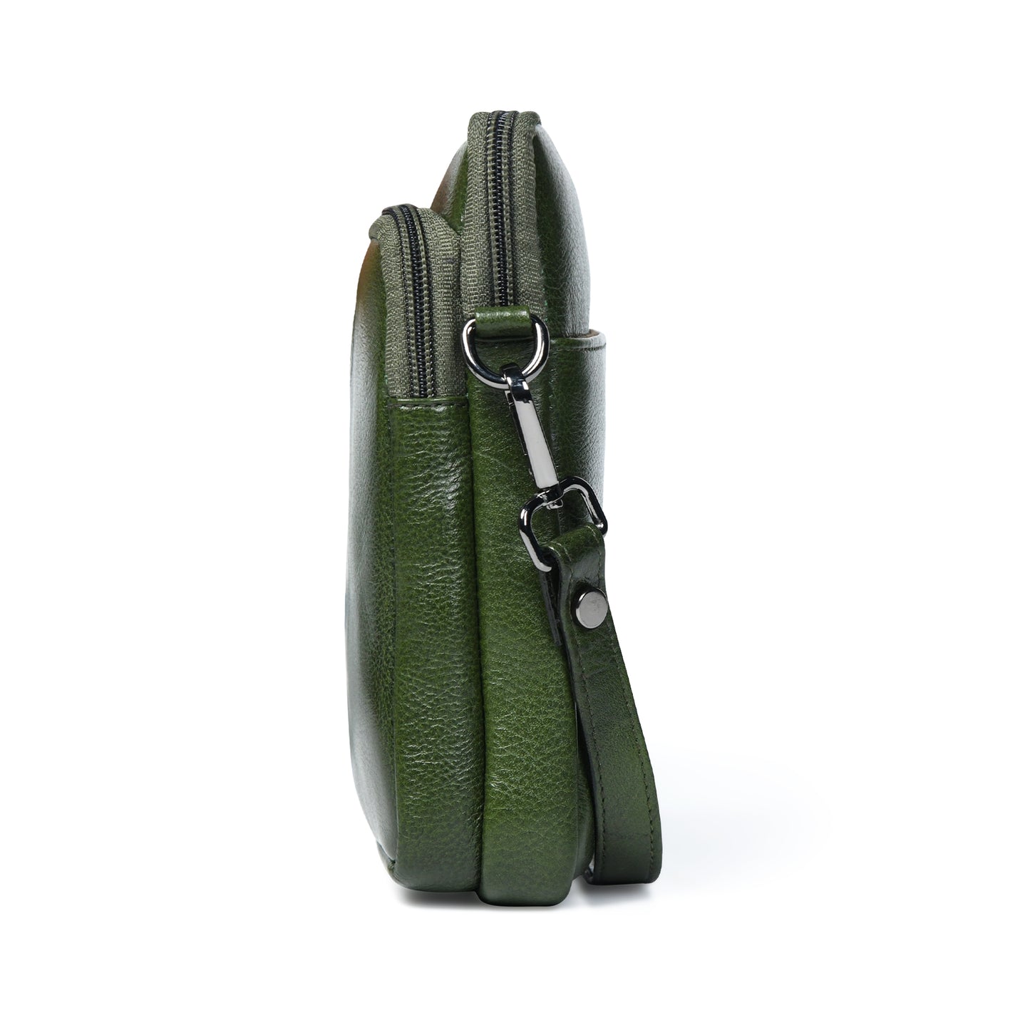 Classic Leather Mobile Sling Bag - Olive Green