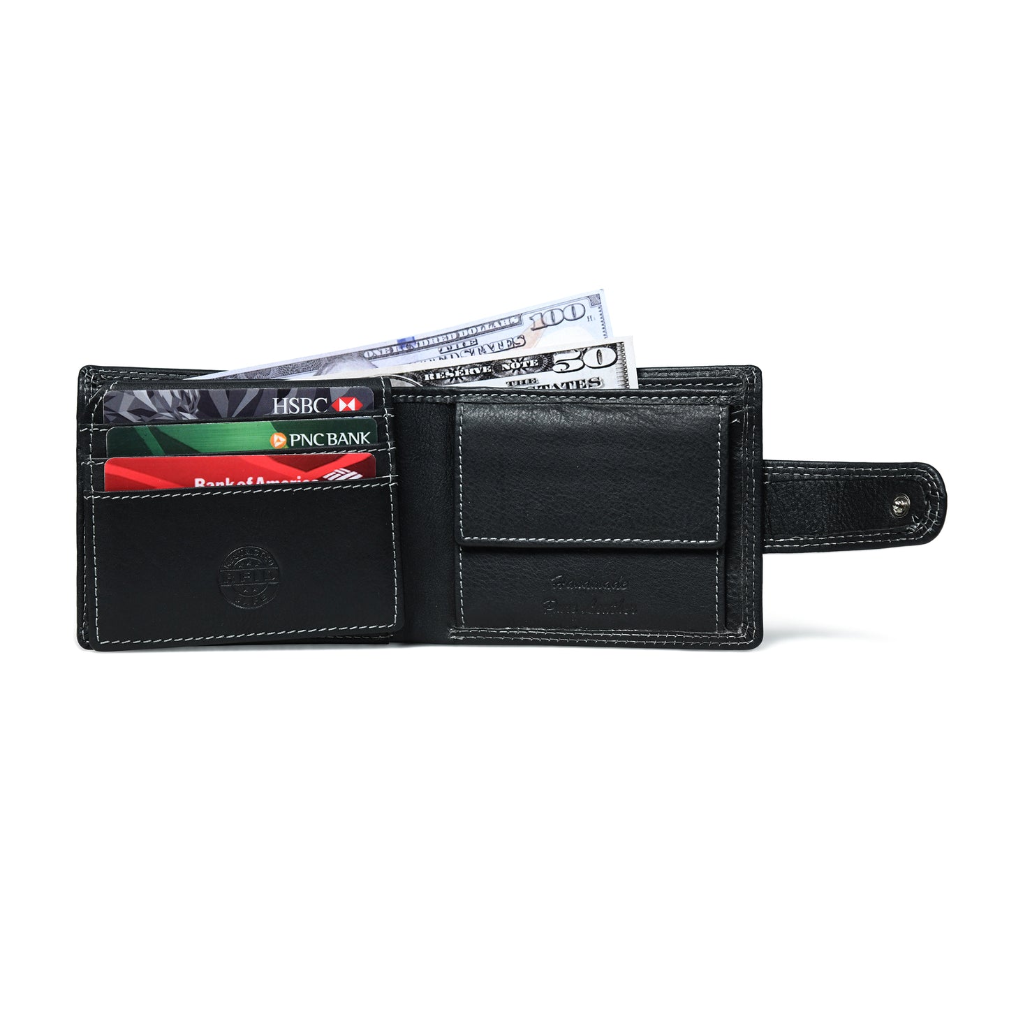 Sentinel RFID Blocking Men's Leather Bifold Wallet with Snap Tab