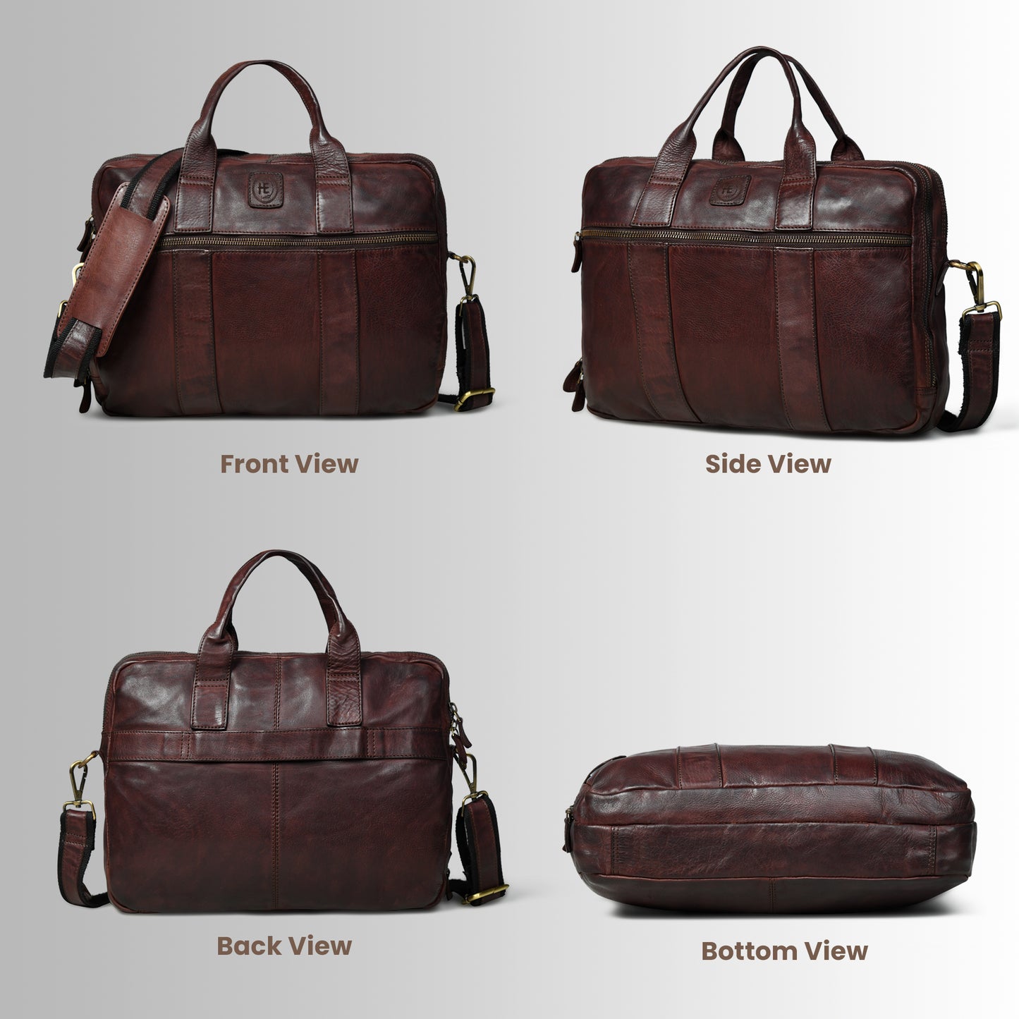 Vegan Leather Office Bag - Dark Brown