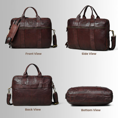 Vegan Leather Office Bag - Dark Brown