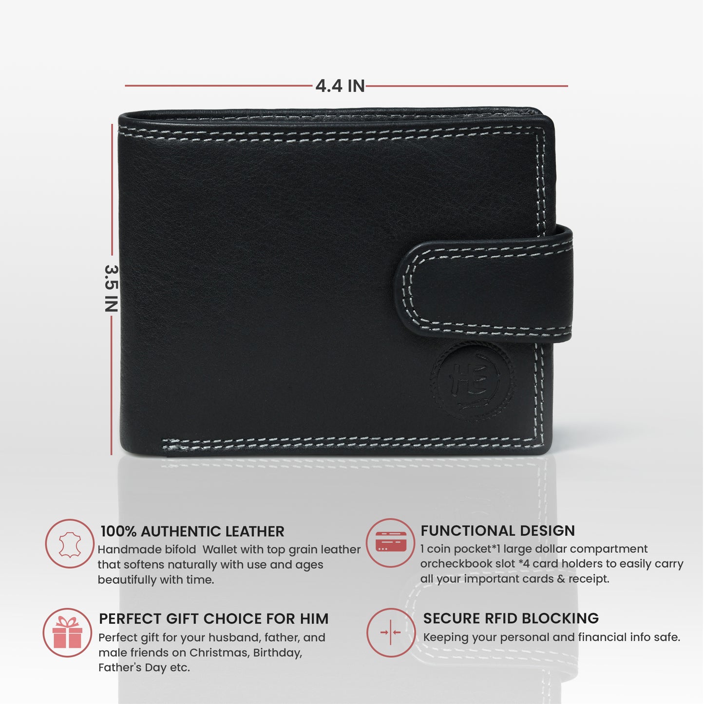 Sentinel RFID Blocking Men's Leather Bifold Wallet with Snap Tab