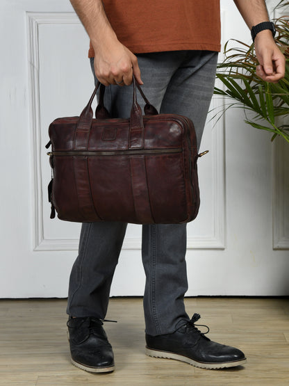 Vegan Leather Office Bag - Dark Brown
