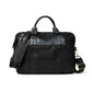 Black Leather Laptop Bag - front view, handcrafted buffalo leather | Hema Emporium