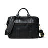 Black Leather Laptop Bag - front view, handcrafted buffalo leather | Hema Emporium