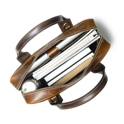 StratoCore Leather Laptop Messenger Bag - Tan Brown