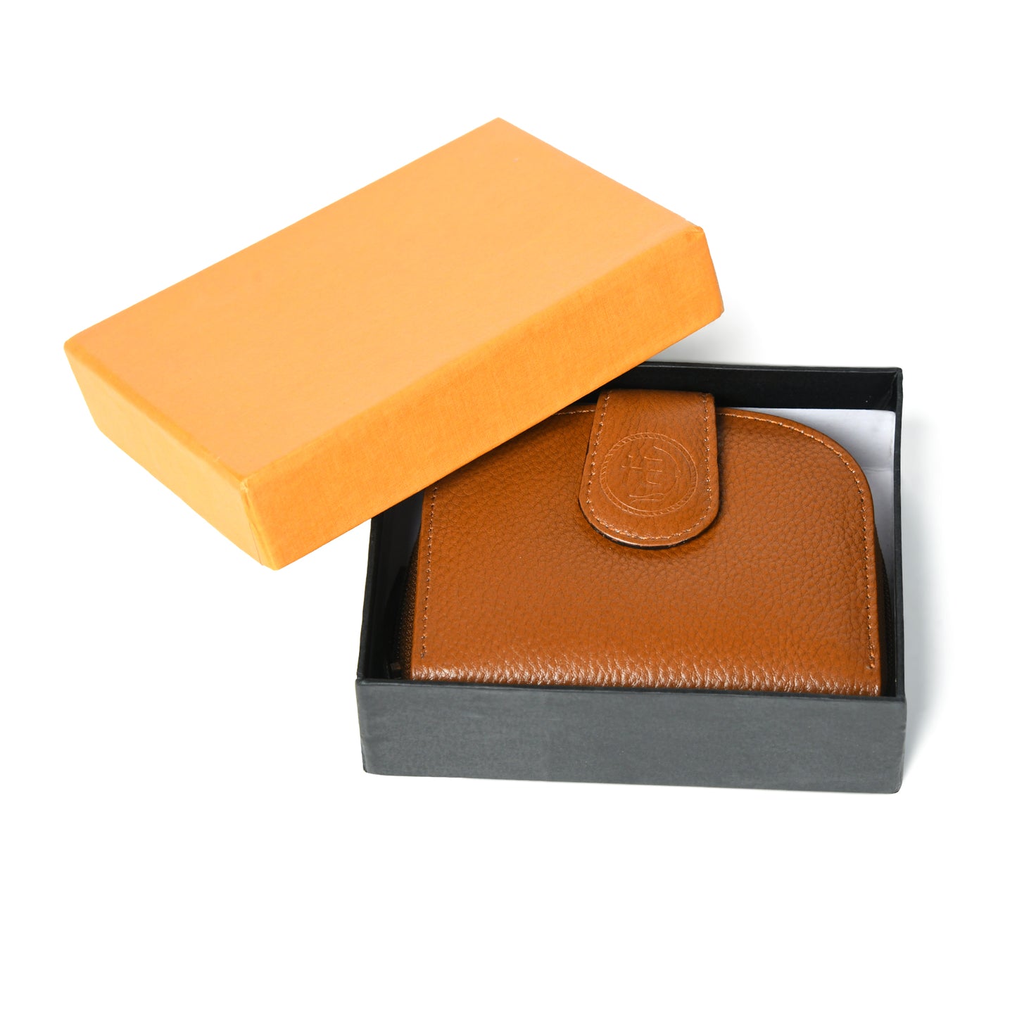 Leather Zip Card Wallet - Brown
