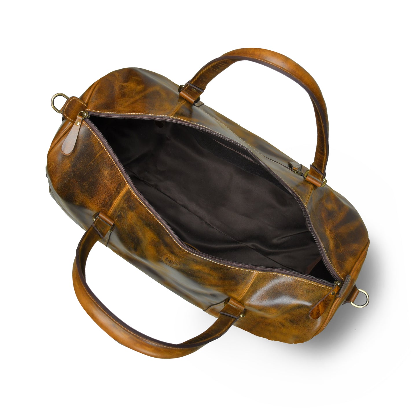 Vintage Leather Duffle Bag -  Brown