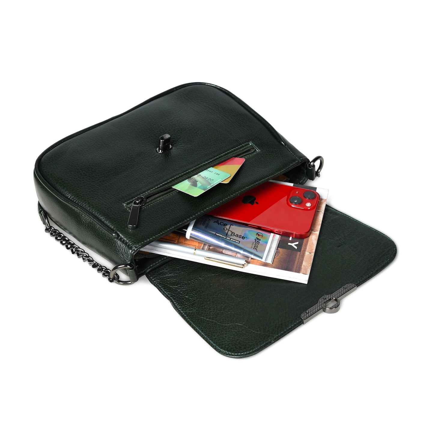 Croc Flap Sling Bag - Forest Green