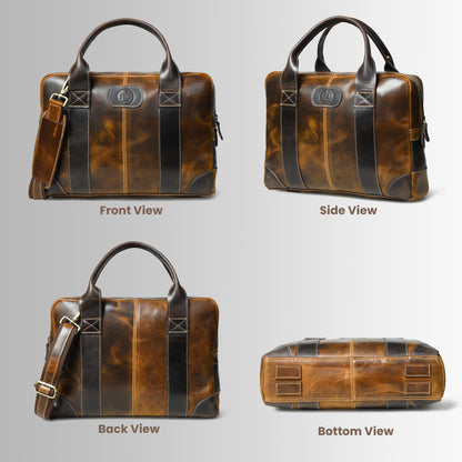 StratoCore Leather Laptop Messenger Bag - Tan Brown