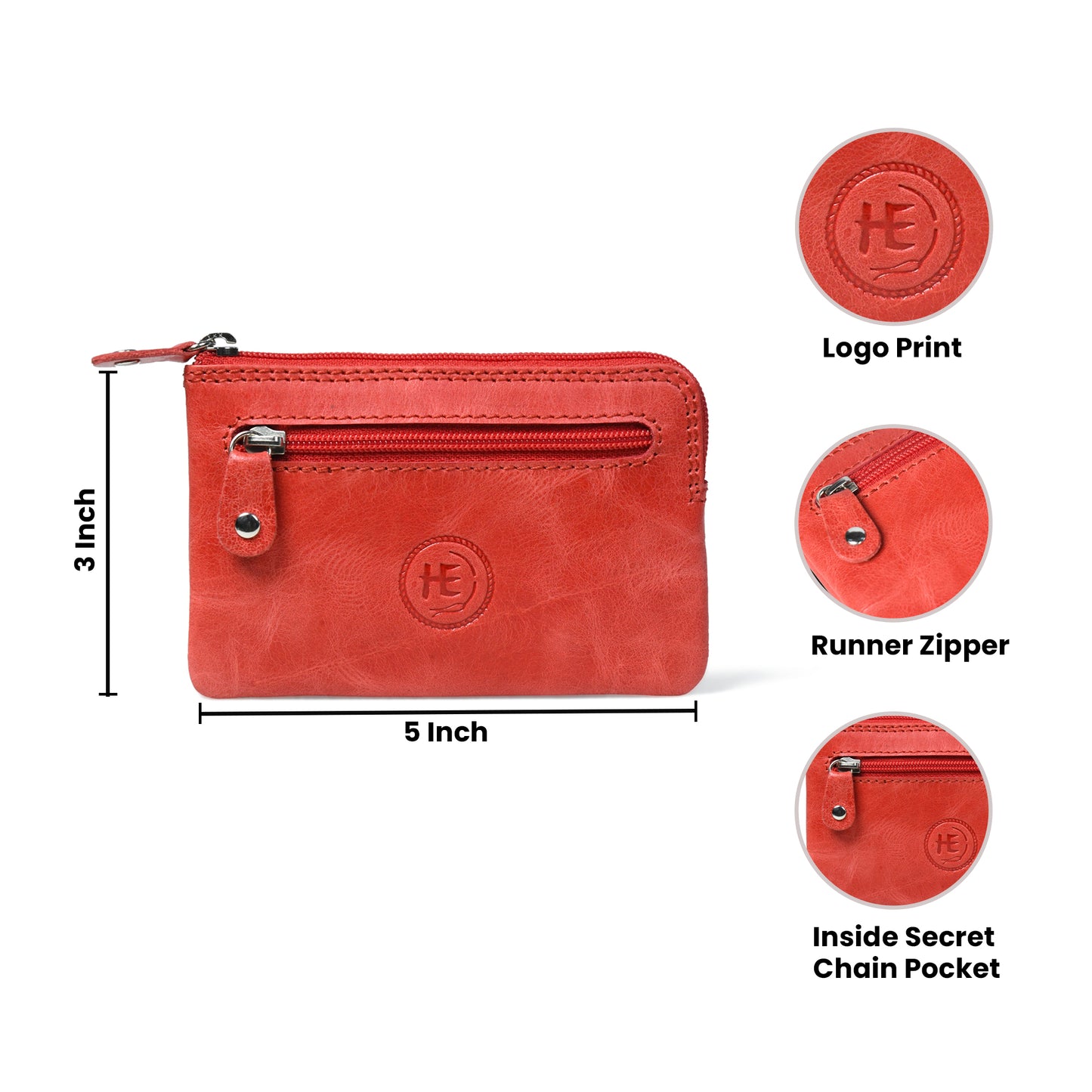 Rover Leather Pouch with Three Zip Pockets
