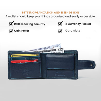 Sentinel RFID Blocking Men's Leather Bifold Wallet with Snap Tab